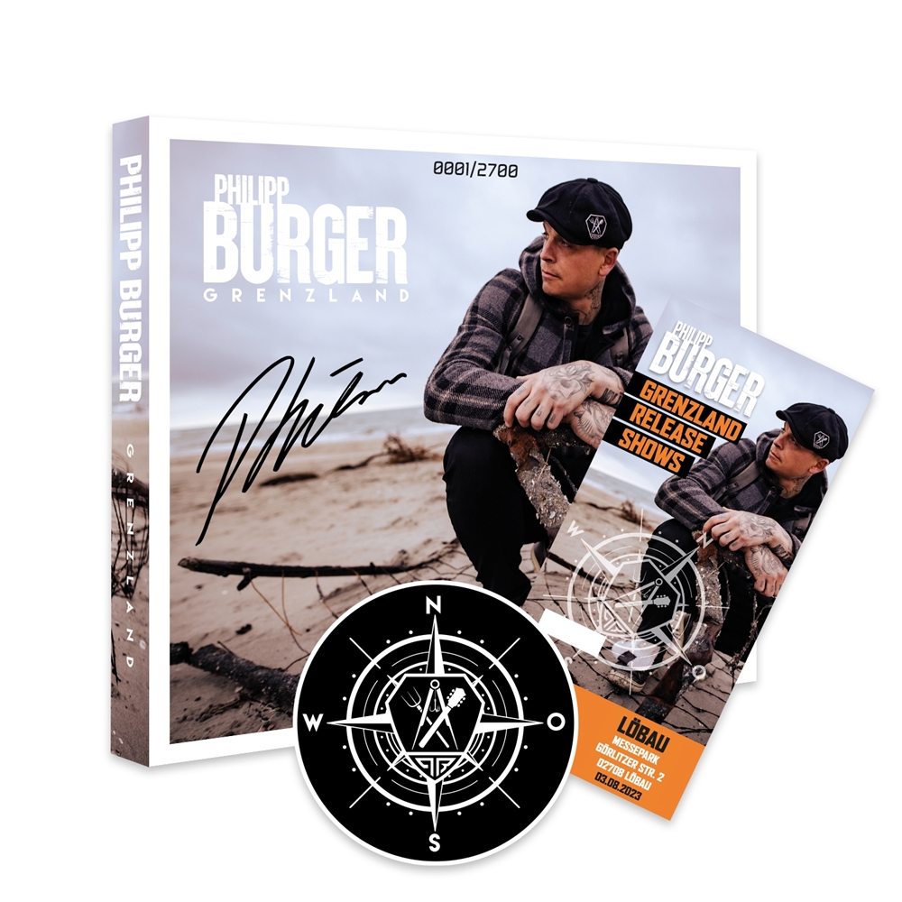 Philipp Burger - BUNDLE 18.01.2024, Löbau Hardticket + Grenzland, Digipak CD (ltd.500, signed)